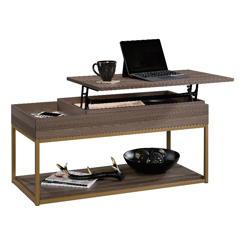 Sauder International Lux L-Desk - Umber Wood