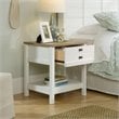 Sauder Cottage Road 1 Drawer Nightstand in Soft White and Lintel Oak