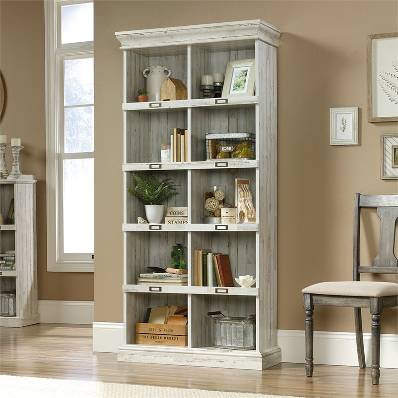 Sauder Barrister Lane Engineered Wood Tall 10-Cube Bookcase in White