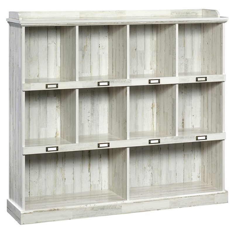 Sauder Barrister Lane Engineered Wood 10-Cube Bookcase in White Plank