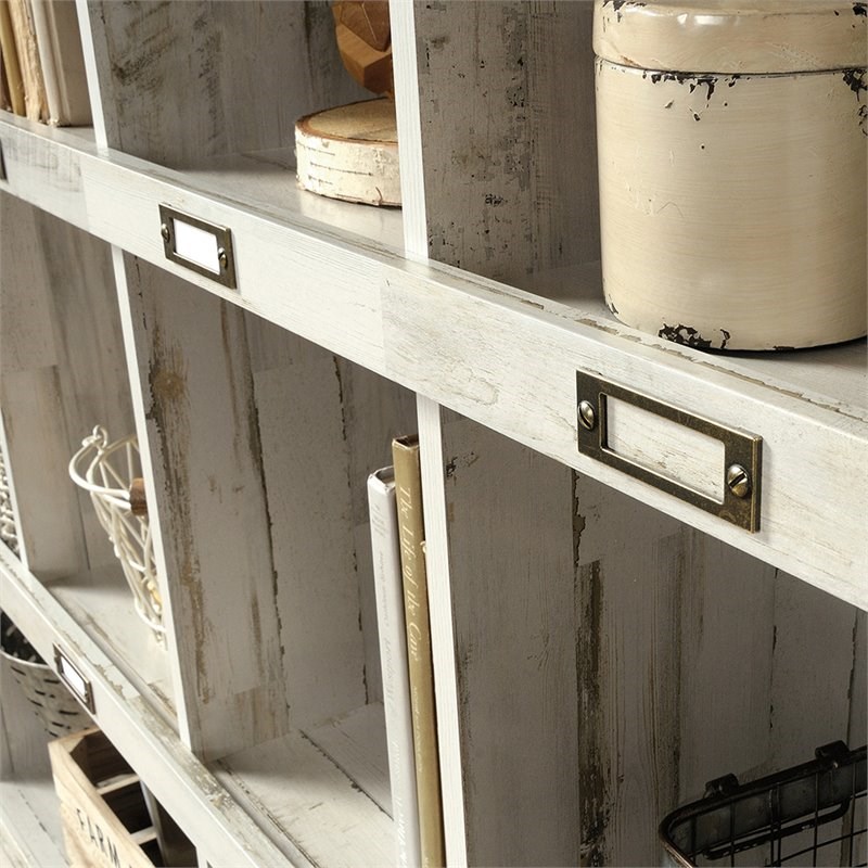 Sauder Barrister Lane Engineered Wood 10-Cube Bookcase in White Plank