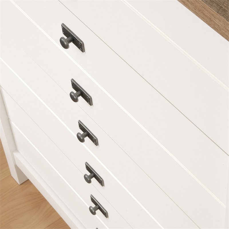 Sauder Cottage Road Engineered Wood 4 Drawer Chest in Soft White and Lintel Oak
