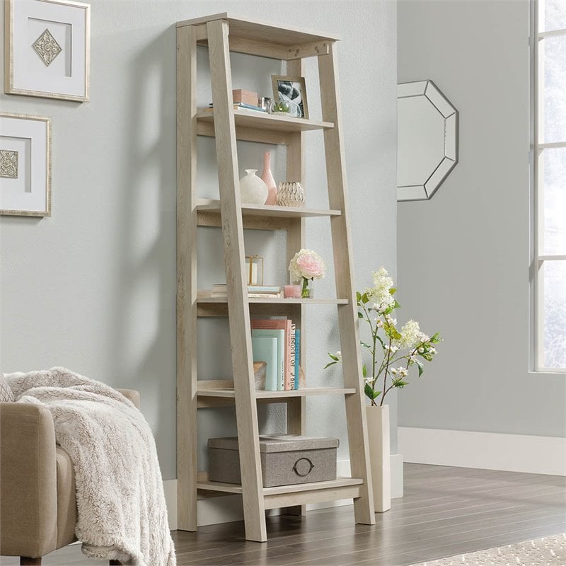 Sauder Trestle Engineered Wood 5 Shelf Bookcase in Chalked Chestnut