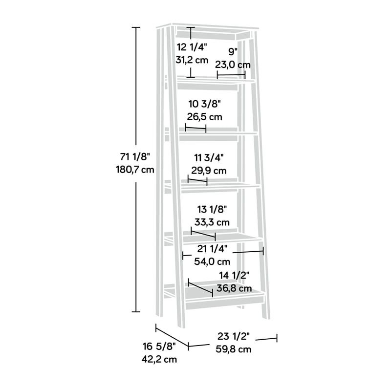 Sauder Trestle Engineered Wood 5 Shelf Bookcase in Chalked Chestnut