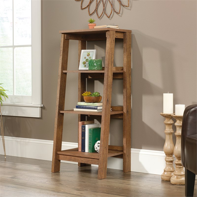 Sauder Trestle 3 Shelf Bookcase in Vintage Oak 424123