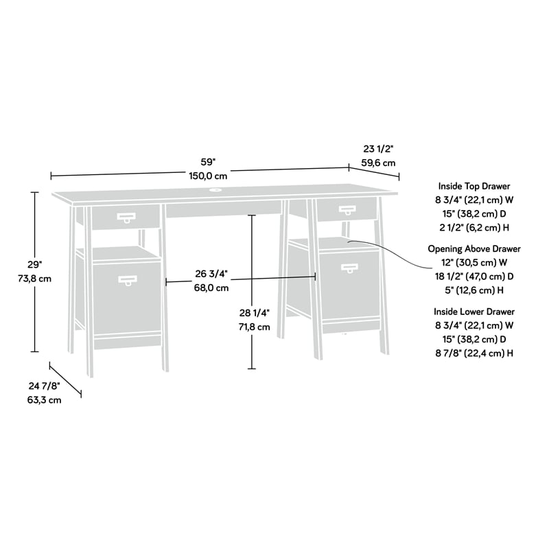 Sauder Trestle Executive Desk in Vintage Oak