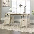 Sauder Trestle Engineered Wood Executive Desk in Chalked Chestnut