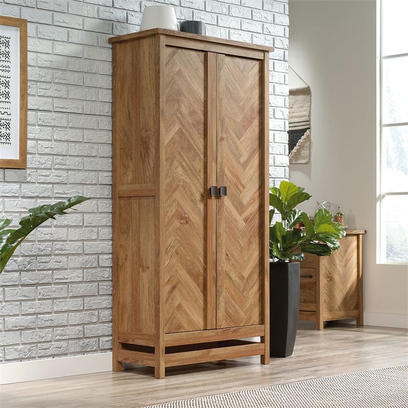 Sauder Cannery Bridge Engineered Wood Storage Cabinet in Sindoori Mango/Natural