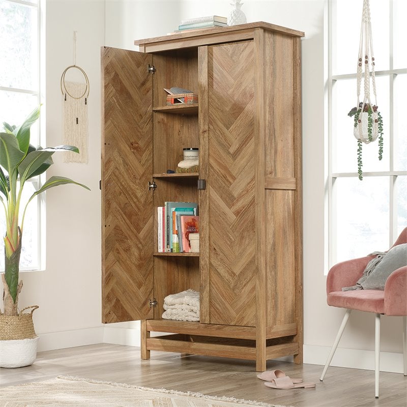 Sauder Cannery Bridge Engineered Wood Storage Cabinet in Sindoori Mango/Natural