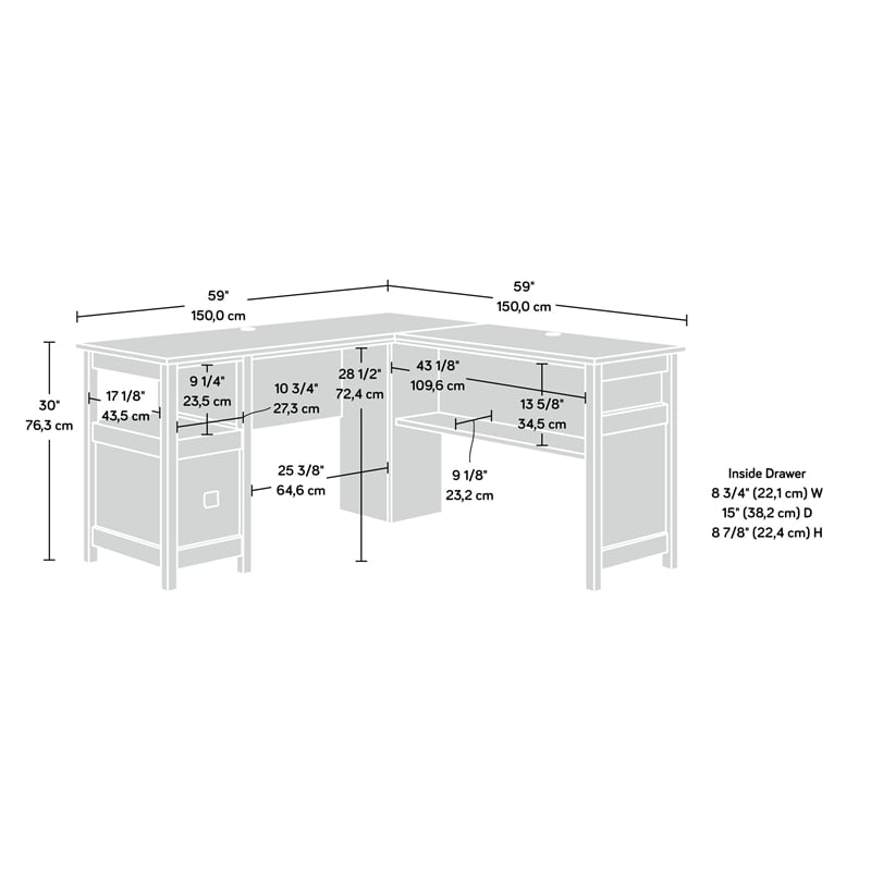 Sauder Cannery Bridge Engineered Wood L-Shaped Desk in Sindoori Mango/Natural