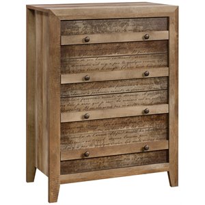 sauder dakota pass transitional wood 4-drawer bedroom chest in craftsman oak