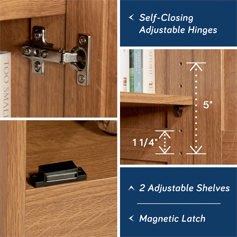 Sauder Engineered Wood Storage Pantry in Highland Oak Finish