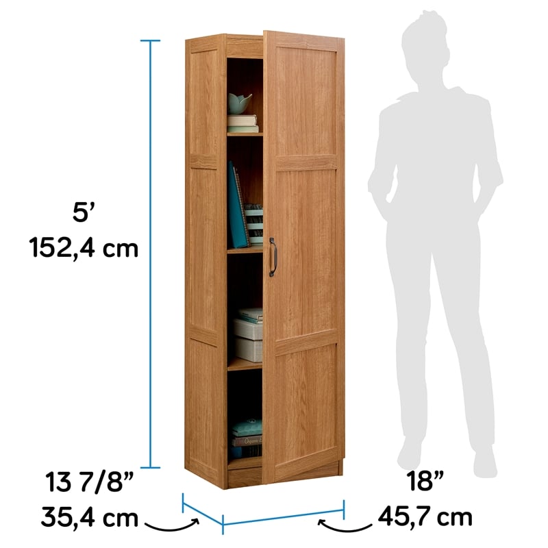 Sauder Engineered Wood Storage Pantry in Highland Oak Finish