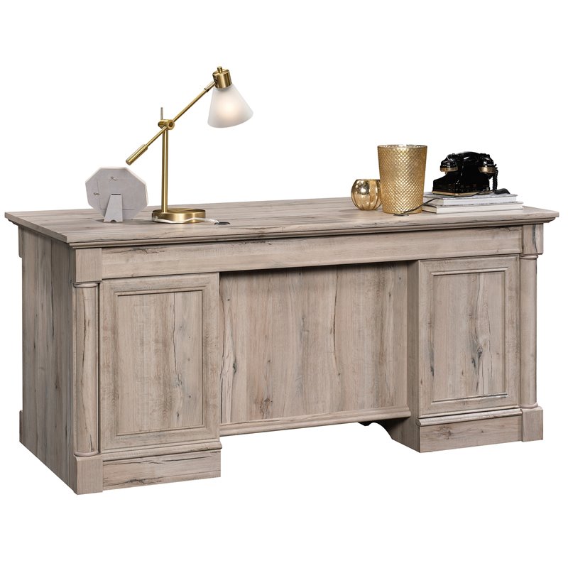Sauder Palladia Contemporary Wood Executive Desk in Split Oak 424809