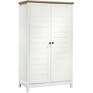 sauder cottage road tall wood storage cabinet in soft white