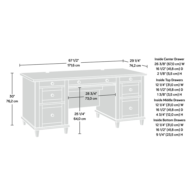 Sauder Hammond Engineered Wood Executive Desk in Emery Oak Finish