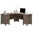 Sauder Hammond Engineered Wood L-Shaped Computer Desk in Emery Oak
