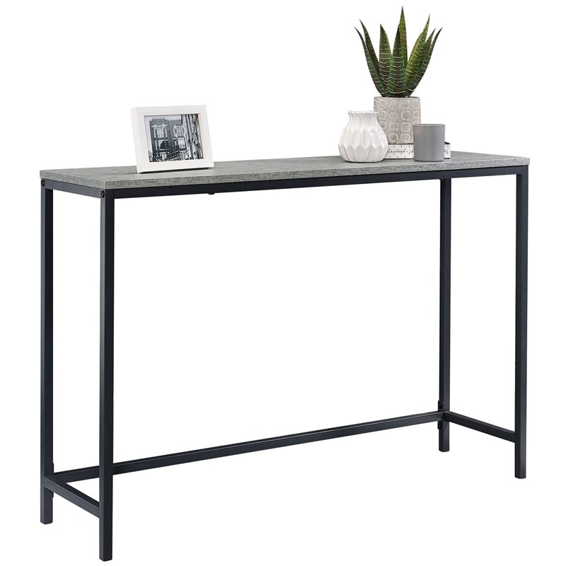 Sauder North Avenue Narrow Metal Frame Console Table in Faux Concrete