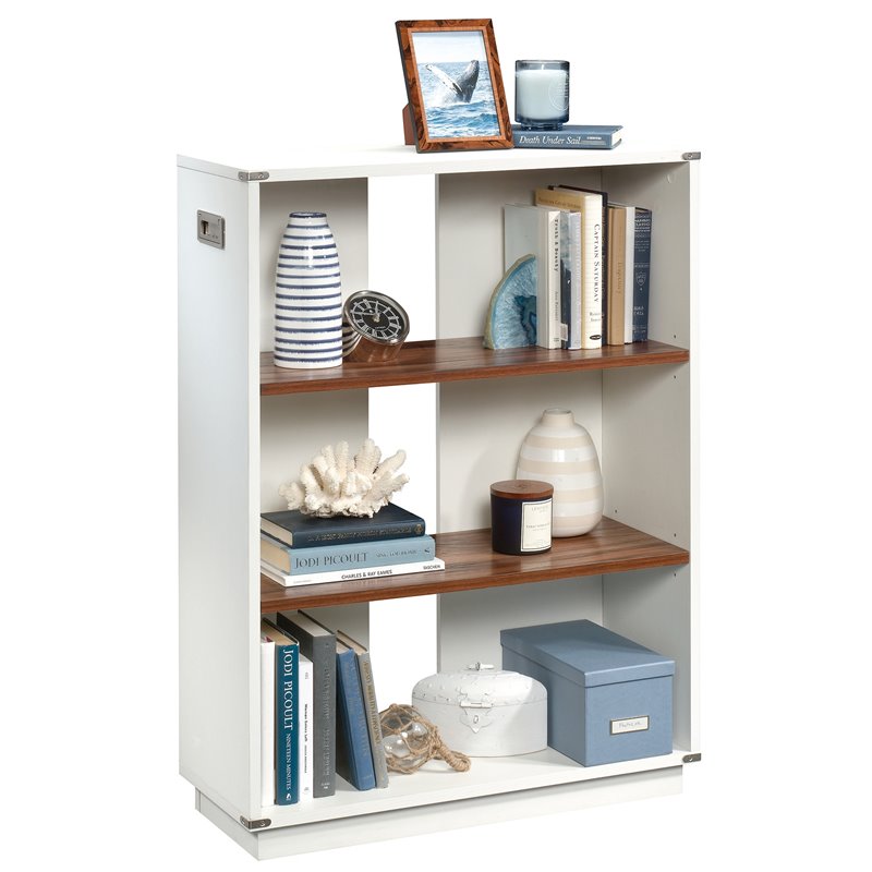 Sauder Vista Key Modern 3-Shelf Wood Bookcase in Pearl Oak