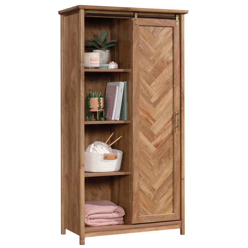 Sauder Coral Cape Wood Storage Cabinet In Sindoori Mango Brown 423808