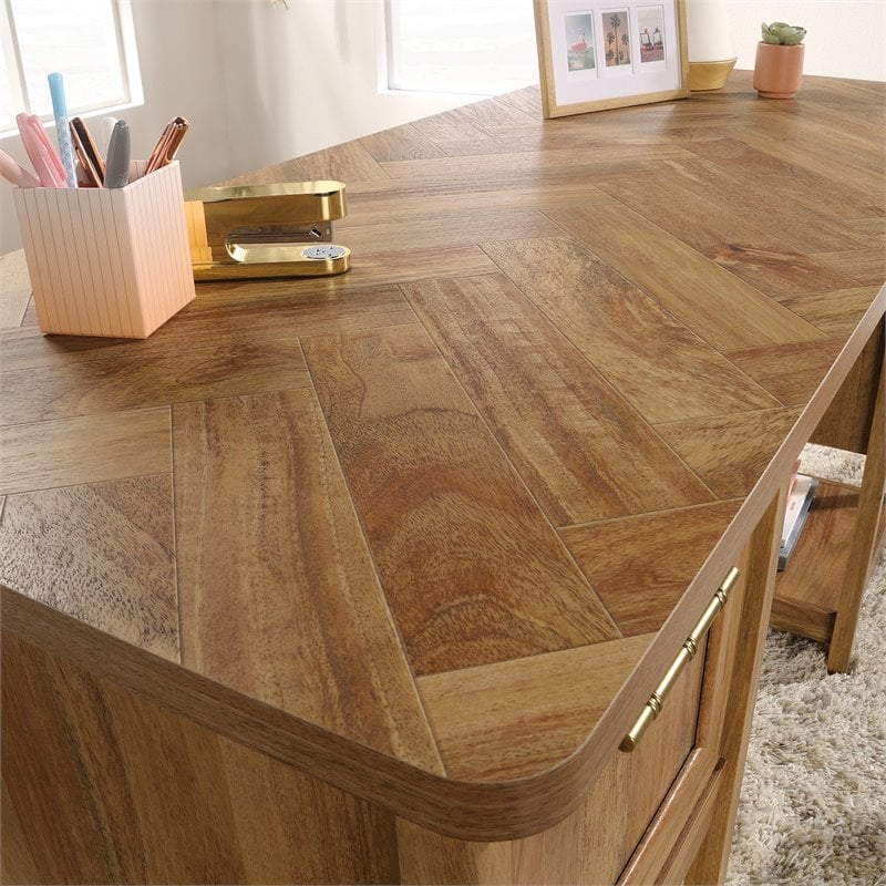 Sauder Coral Cape Engineered Wood Computer Desk in Sindoori Mango/Brown