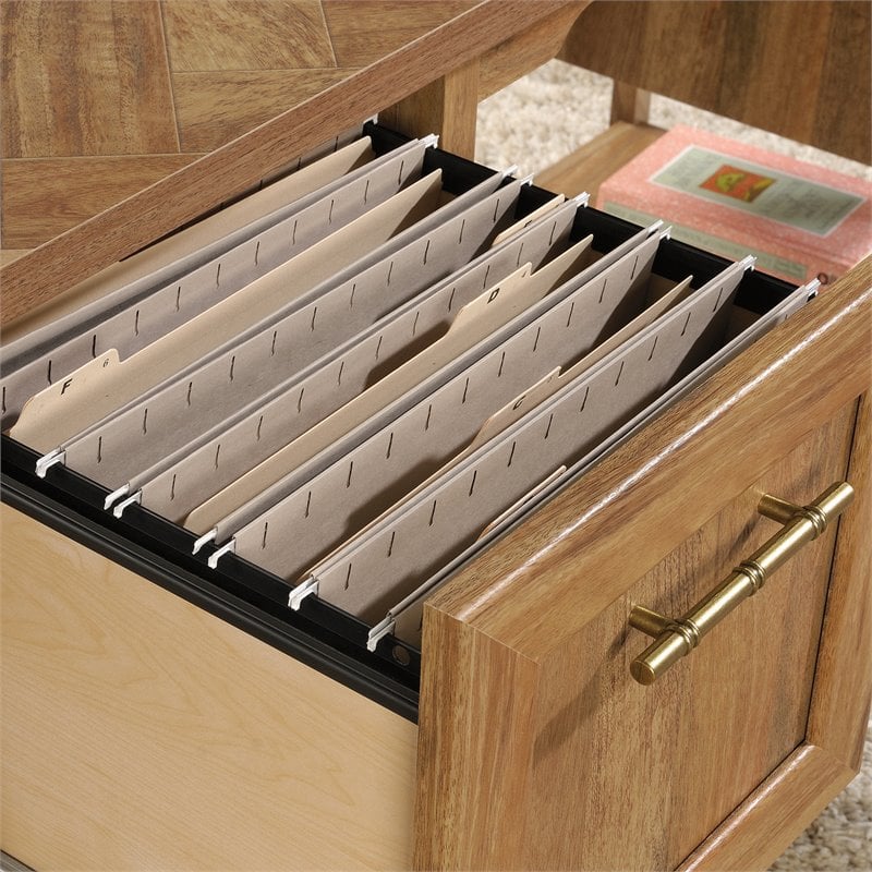 Sauder Coral Cape Engineered Wood Computer Desk in Sindoori Mango/Brown