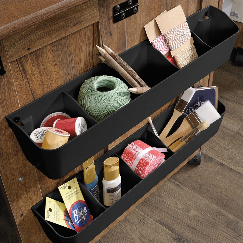 Sauder Engineered Wood Sewing Craft Cart in Vintage Oak Finish