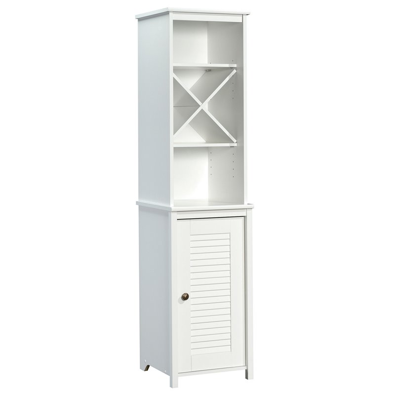 Sauder Storage Utility Peppercorn Wood Bathroom Linen Tower In Soft White Cymax Business - Sauder Peppercorn Wall Cabinet