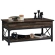 Sauder Steel River Engineered Wood Lift-Top Coffee Table in Carbon Oak/Black