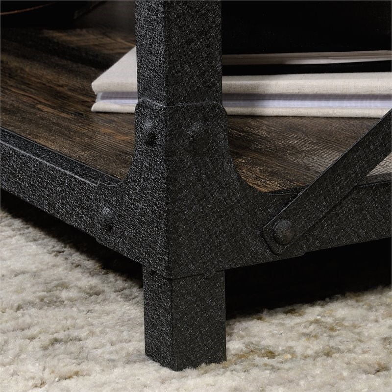 Sauder Steel River Engineered Wood Lift-Top Coffee Table in Carbon Oak/Black
