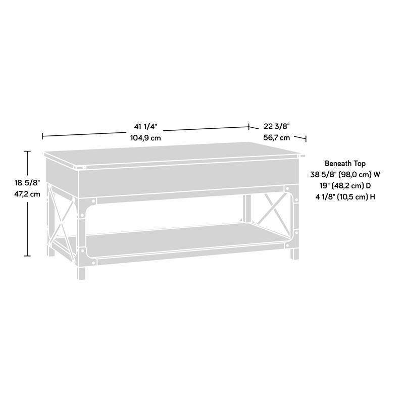 Sauder Steel River Engineered Wood Lift-Top Coffee Table in Carbon Oak/Black