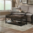 Sauder Steel River Engineered Wood Lift-Top Coffee Table in Carbon Oak/Black