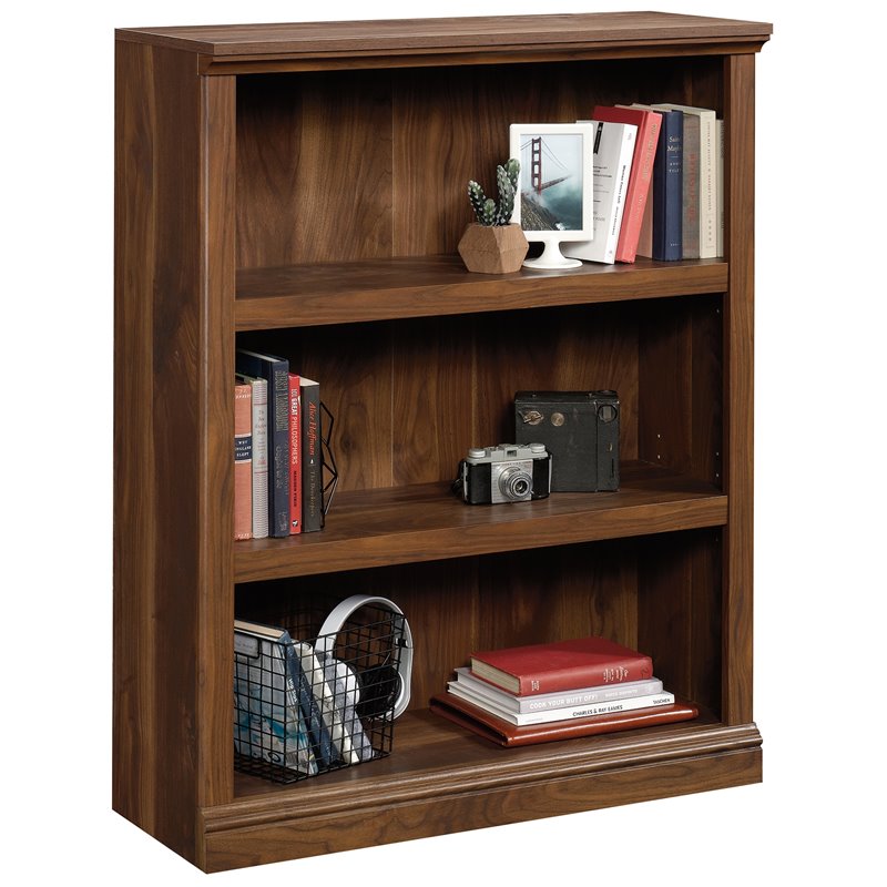 Sauder Engineered Wood 3-Shelf Bookcase in Grand Walnut Finish | Cymax ...