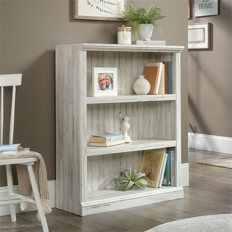 Sauder Select Engineered Wood 3-Shelf Bookcase in White Plank