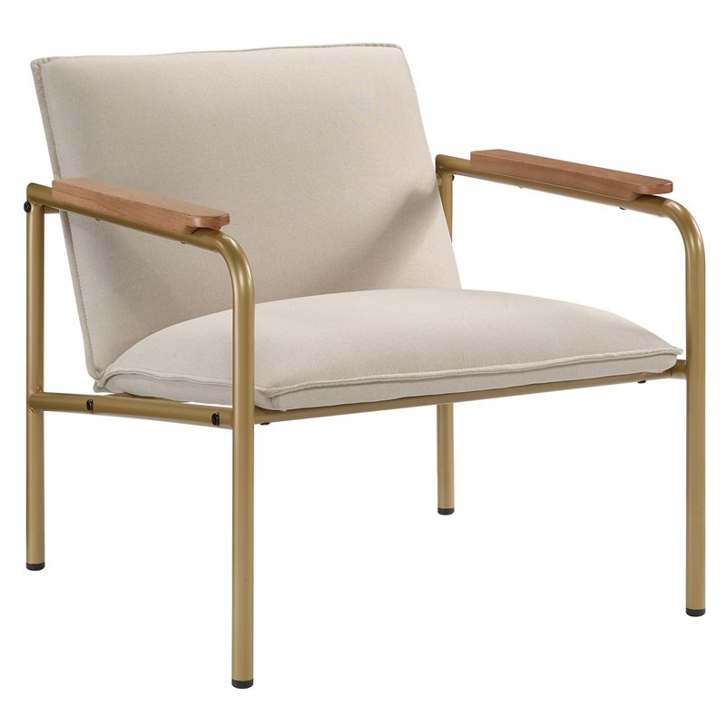 Sauder Coral Cape Coastal Metal and Fabric Accent Lounge Chair in Ivory