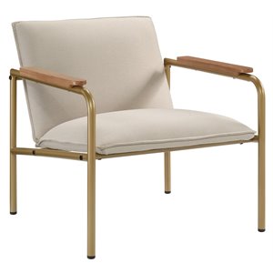 sauder coral cape coastal metal and fabric accent lounge chair in ivory gold