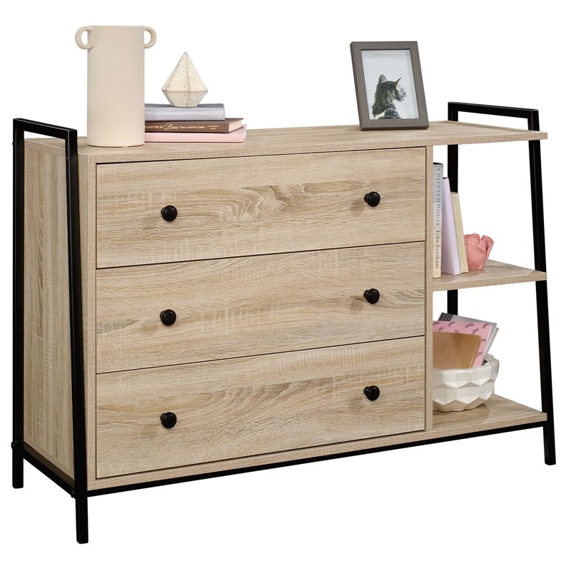 Sauder North Avenue 3 Drawer Wood And Metal Bedroom Dresser In Charter Oak 424937