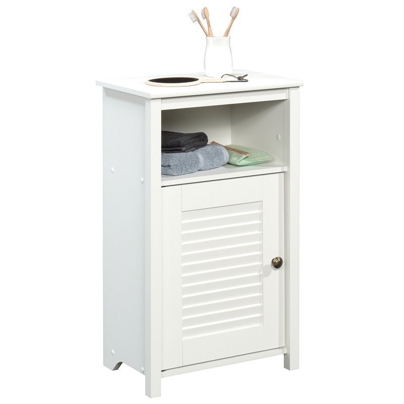 Sauder Peppercorn Wood Bathroom Linen Floor in Soft White