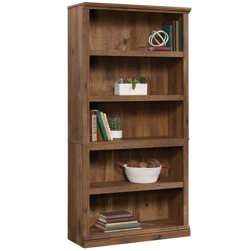 Sauder Misc Storage 5Shelf Tall Wood Bookcase in Vintage Oak Cymax