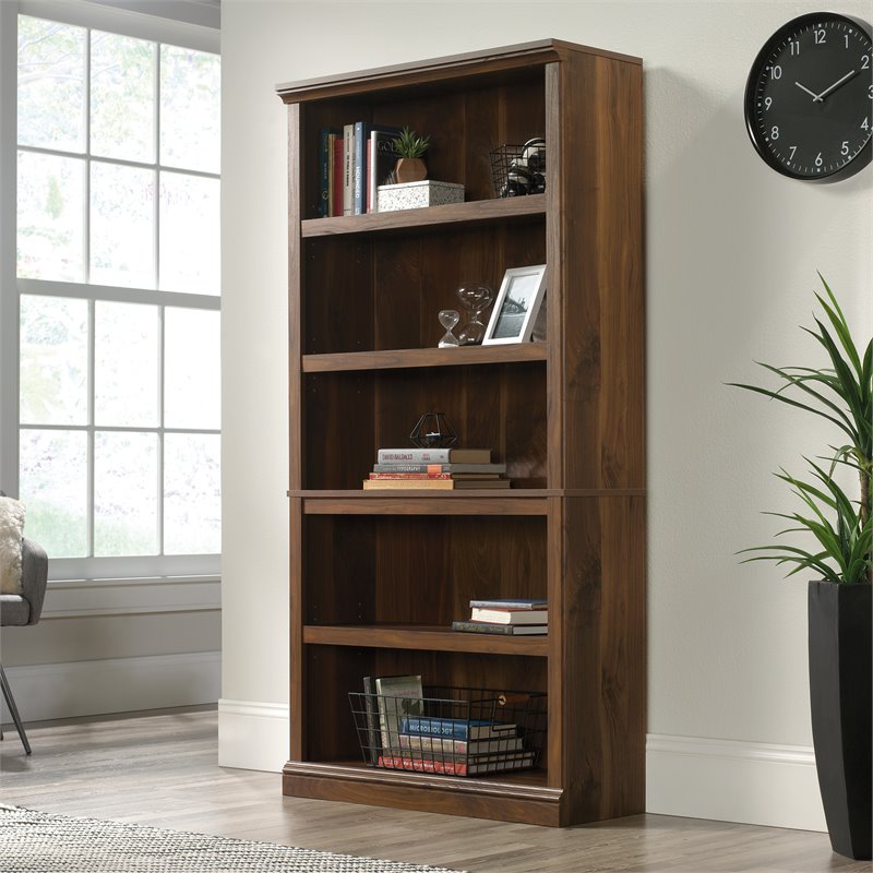 Sauder Select Engineered Wood 5-Shelf Bookcase in Grand Walnut