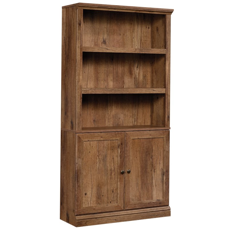 Sauder Misc Storage 3 Shelf 2 Door Tall, Sauder Palladia Bookcase Vintage Oak Finish Black