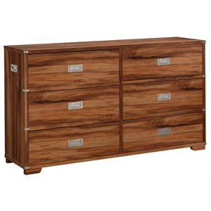 sauder vista key 6-drawer wood double dresser in blaze acacia