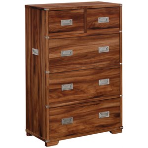 sauder vista key 5-drawer wood chest in blaze acacia