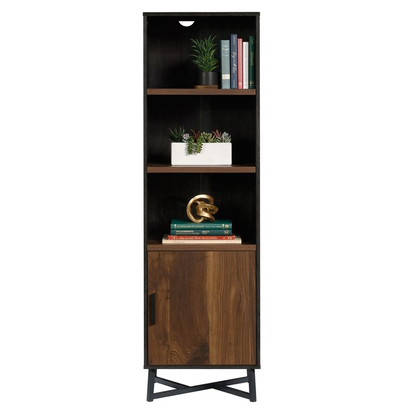 Sauder Canton Lane Tall Bookcase With, Black Modern Bookcase With Doors