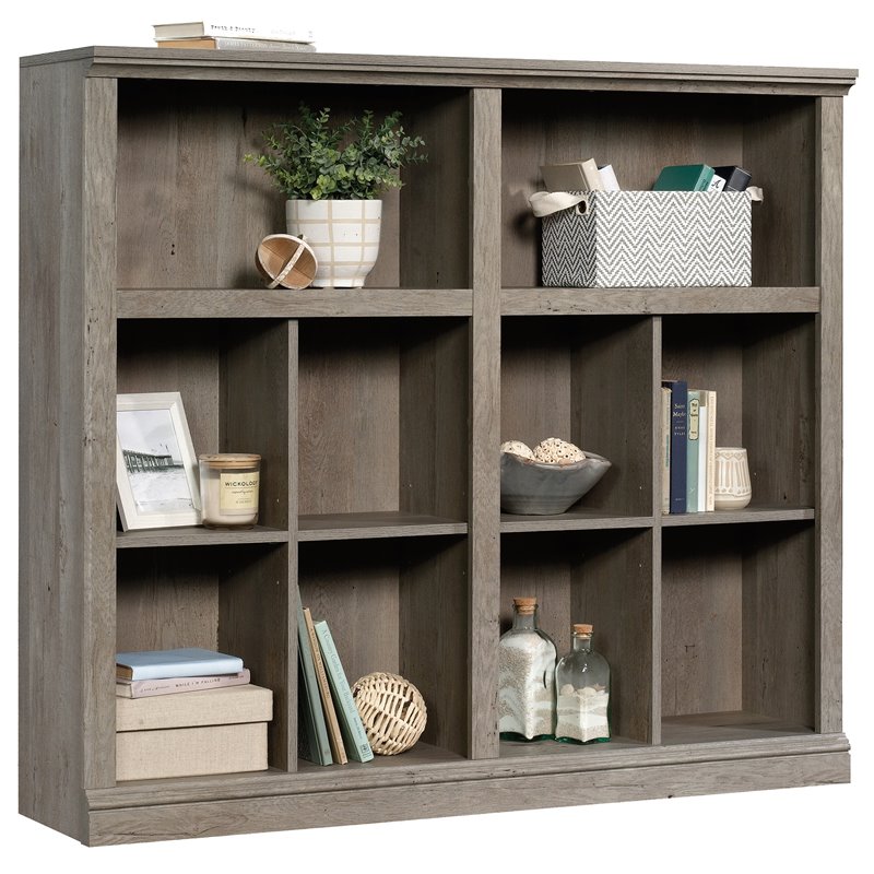 Sauder Misc Storage 4Adjustable Shelf Horizontal Bookcase in Mystic