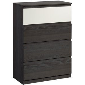 sauder hudson court engineered wood 4-drawer bedroom chest in charcoal ash