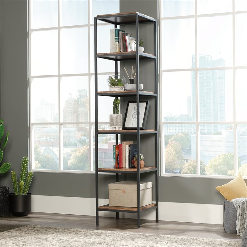 Sauder Nova Loft Engineered Wood and Metal Bookcase Storage Tower ...