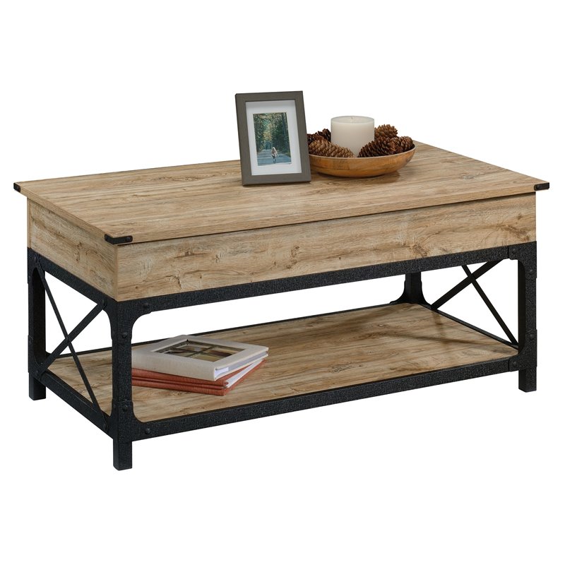 Sauder Steel River Wood and Metal LiftTop Coffee Table in Milled Mesquite Cymax Business