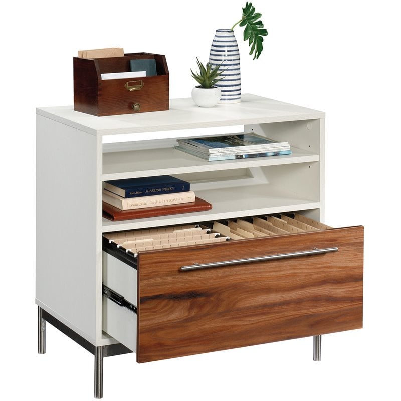 Sauder Vista Key Engineered Wood Lateral File Storage Cabinet in Pearl Oak