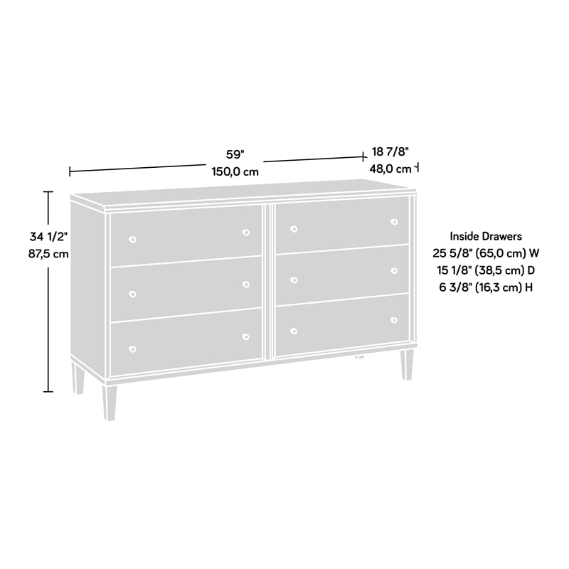 Sauder Willow Place Engineered Wood 6-Drawer Bedroom Dresser in Pacific Maple